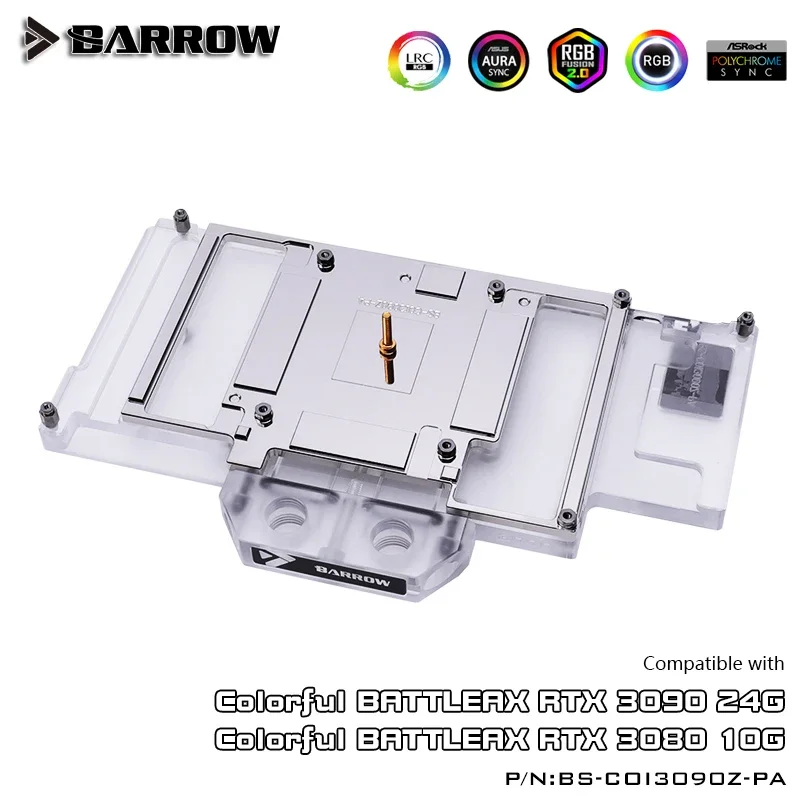 BARROW full coverage Water Block use for Colorful BRTTLEAX RTX 3090/3080 GPU Card Header A-RGB cooling Radiator block