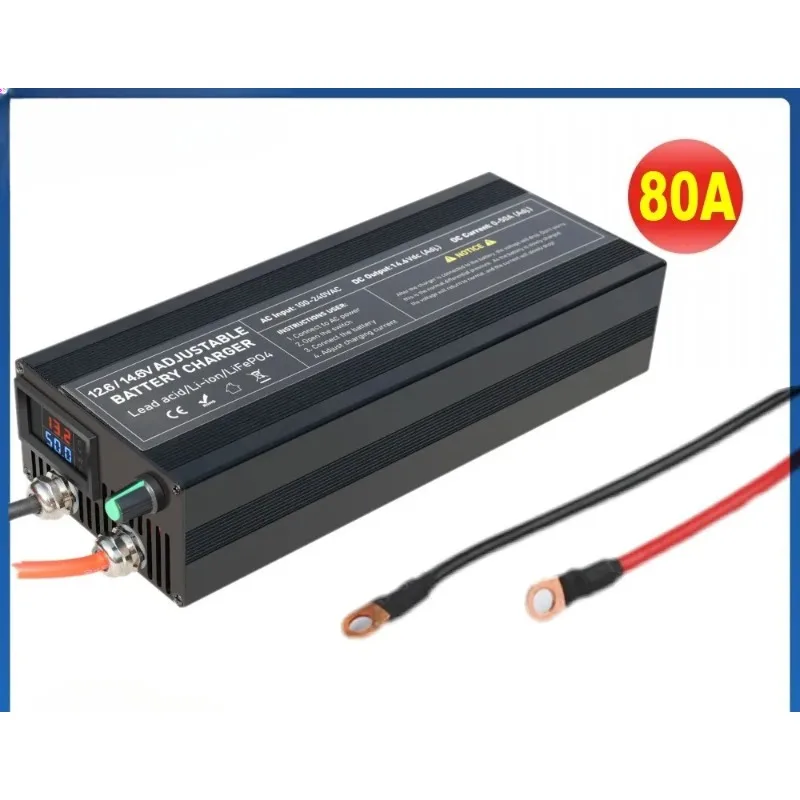 

14.6V 80A 50A Battery Charger Lifepo4 Charger Current and Fixed Voltage 100V 240V Power Adapter with Display 40A 30A 20A