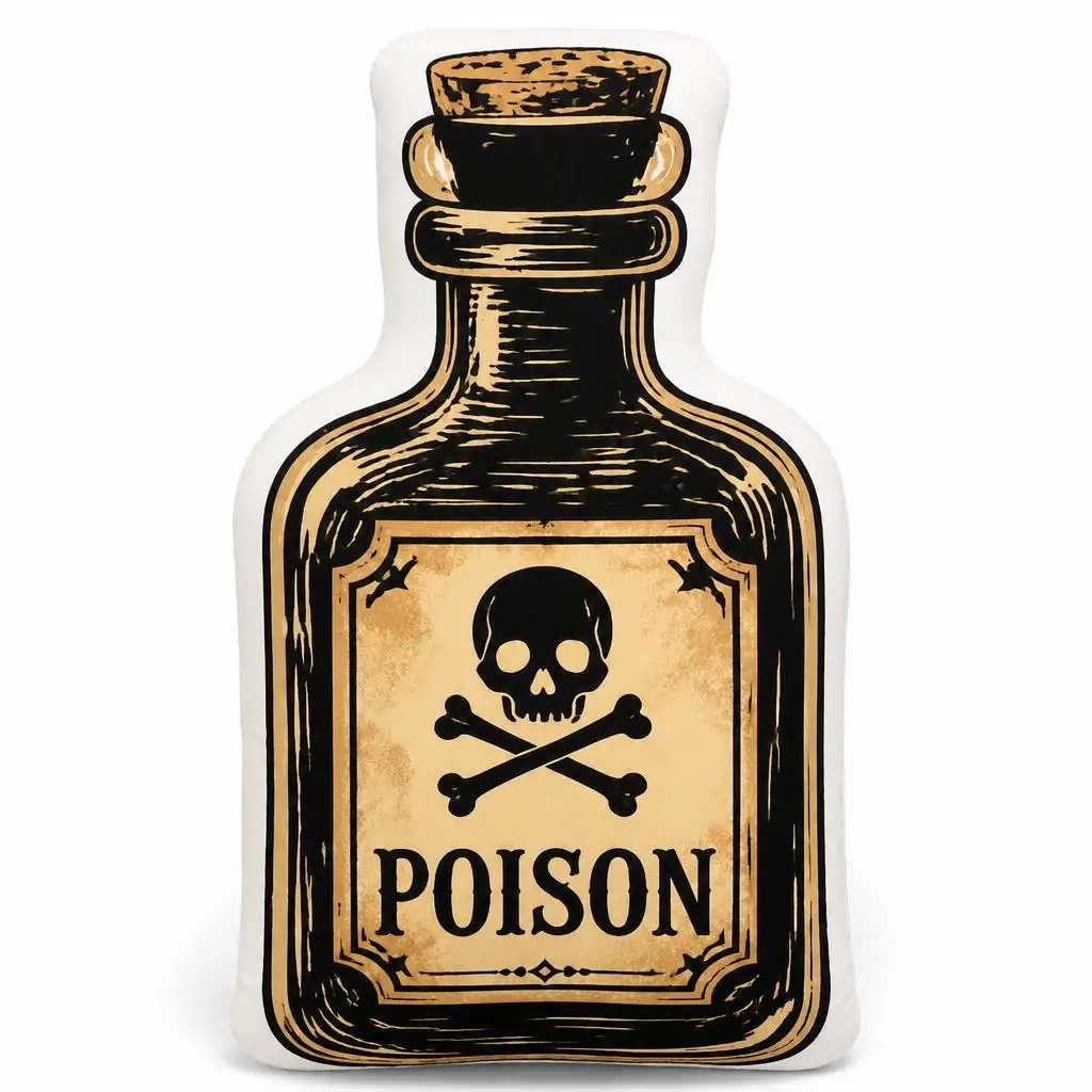 Poison Bottle Skull And Crossbones Halloween Gothic Plush Pillow Cushion Stuffed Throw Pillow Home Decor Gift Sofa Bed
