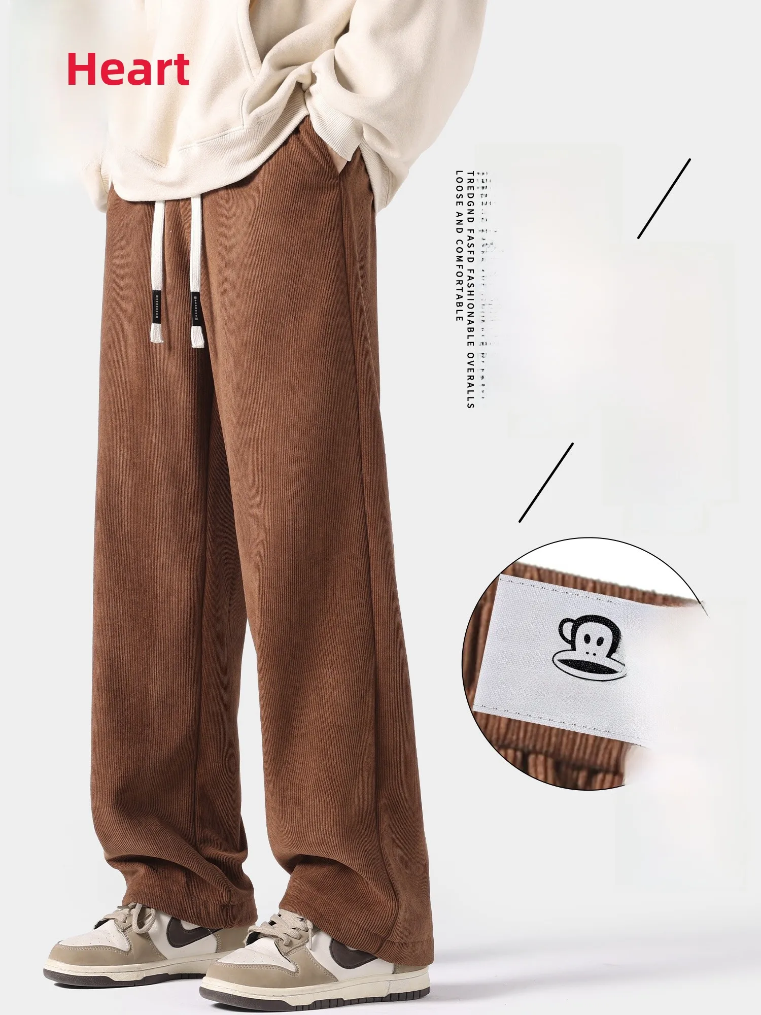 

Мужские повседневные брюки Paul Frank прямого кроя на флисовой подкладке, утепленные, свободного кроя, зимние, однотонные, теплые