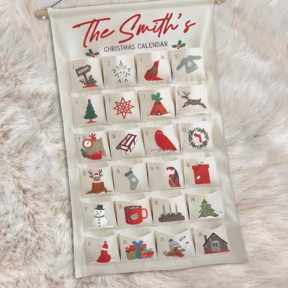 Festlicher personalisierter Adventskalender, Weihnachts-Agr-Countdown-Kalender für Jungen und Mädchen, individuelles wiederverwendbares Weihnachtsüberraschungsgeschenk