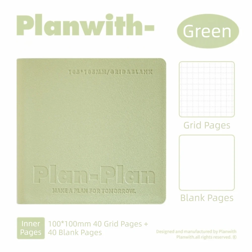 Square Daily Planner Notebook Self-Discipline Plan with Note-Taking Notebook PU Cover Time Management Journal Notebook