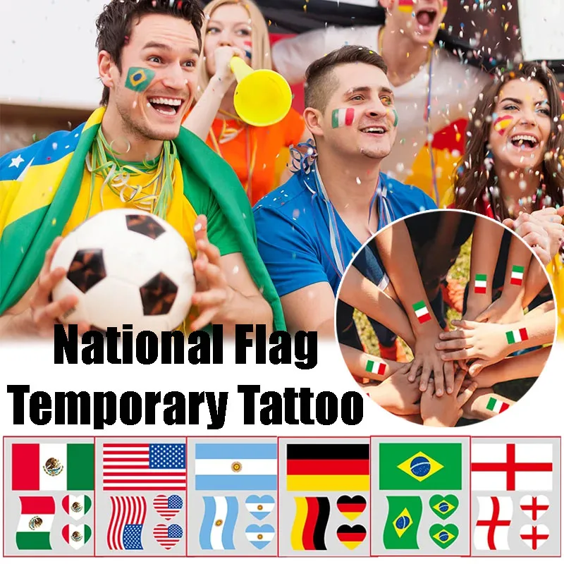 

Waterproof Tattoo Stickers of Football National Flag Series for Sports Matches, Shine Out in The People