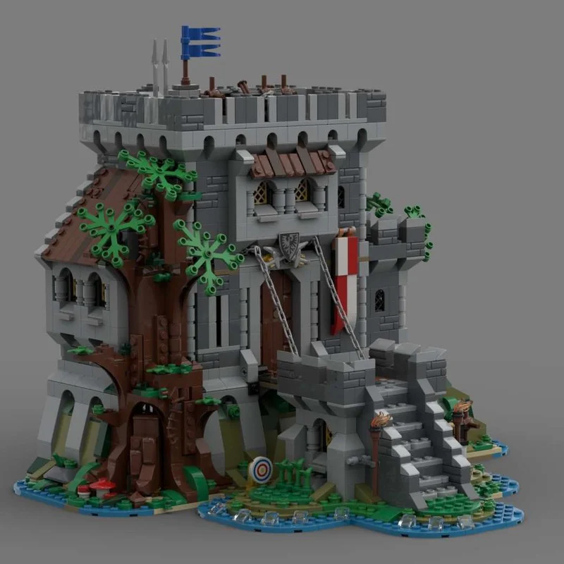 2181PCS Model Bangunan MOC Baru Kastil Hutan Elang Hitam Abad Pertengahan, Perakitan Tingkat Kesulitan Tinggi untuk Dewasa, Hadiah Blok Bangunan