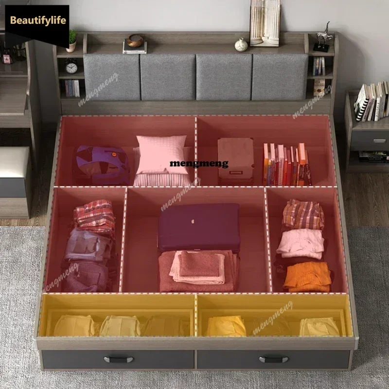 D80 Pretty King Size Frame Double Bed Storage Pretty Luxury Living Room Double Bed Hotel Modern Cama Matrimonial Bedroom Furnitu