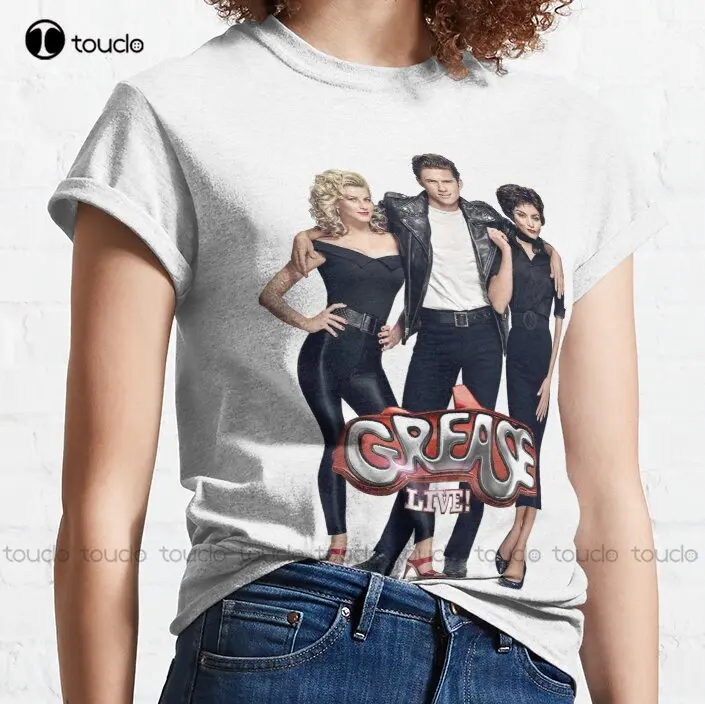 Sandy And Danny Grease Summer Olivia Newton John John Travolta Grease Classic T-Shirt Pink Shirt Digital Printing Tee Shirts New