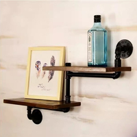 ‌Industrial Pipe Shelf, Rustic Wood Wall Mount, Vintage Floating Bookshelf, Creative Metal Storage Rack for Home Decor