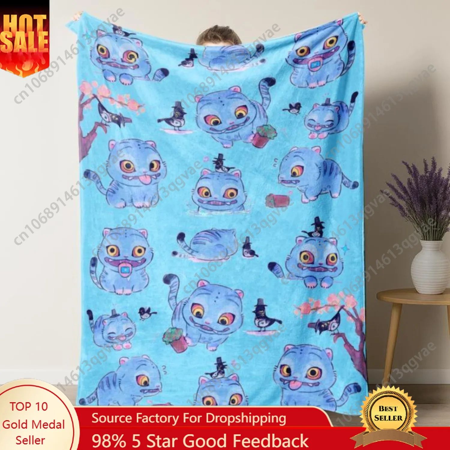 

Anime KPop Demon Blanket Quality Soft Derpy Tiger Cat Throw Blanket Winter Kids Adult Home Decor Funny Bedspread Hunters