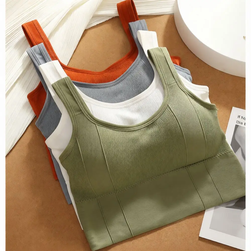 Comfortable Padded Tube Bra Breathable Racerback Crop Top Youth Daily Undershirt Aesthetic Soft Elastic Fitness Vest