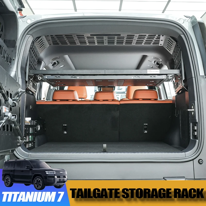 Trunk Shelf Storage Cargo Racks For BYD Ti 7 Formula Leopard Titanium 7 Organizers Quick-folding Multi-level Trunk Camping