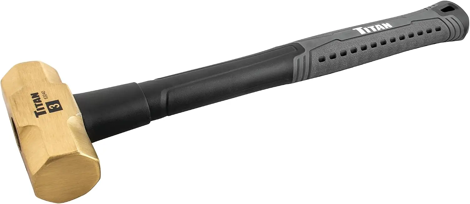 3lb Solid Brass Hammer Spark Resistant Non-Marring 15.5in Fiberglass Handle