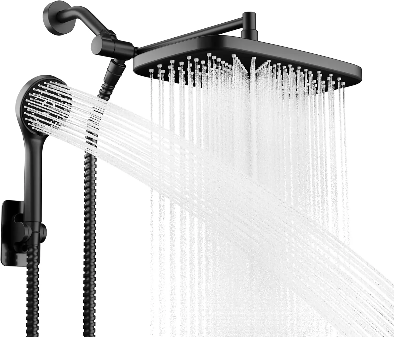 

10 Inch Wide Rain Shower Head with 5 Mode Handheld Combo, High Pressure Dual Showerhead with Extension Arm for Bathroom