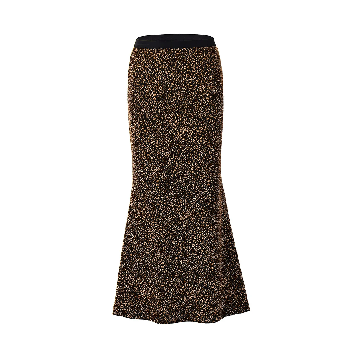 Cross-border 2025 autumn new product slim bag elastic hip bronzing leopard print European  American fishtail skirt women cw22543