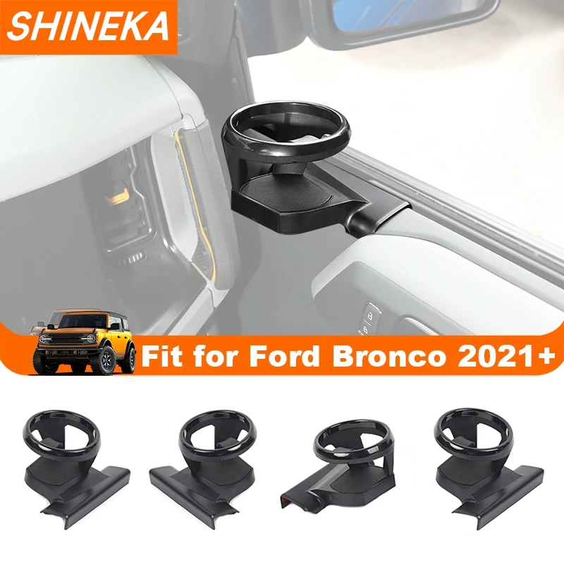SHINEKA Auto-Fronttür-Wasserbecher-Telefonhalter für Ford Bronco 2021 2022 2023 2024 Up Getränkehalter Halterung Organizer Zubehör