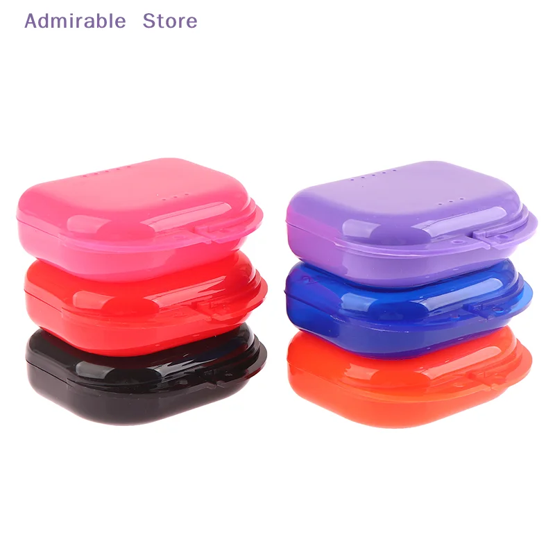 wDenture Storage Box Dental Retainer  Mouth Guard Container Plastic Oral Hygiene Supplies Tray Dental Appliance Case