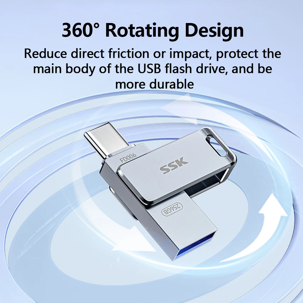 SSK Metal USB 3.2 Pen Drive USB Stick High Speed Transfer Type-c 2-In-1 Portable SSD Pendrive Cle U Disk Flash Drive Memoria