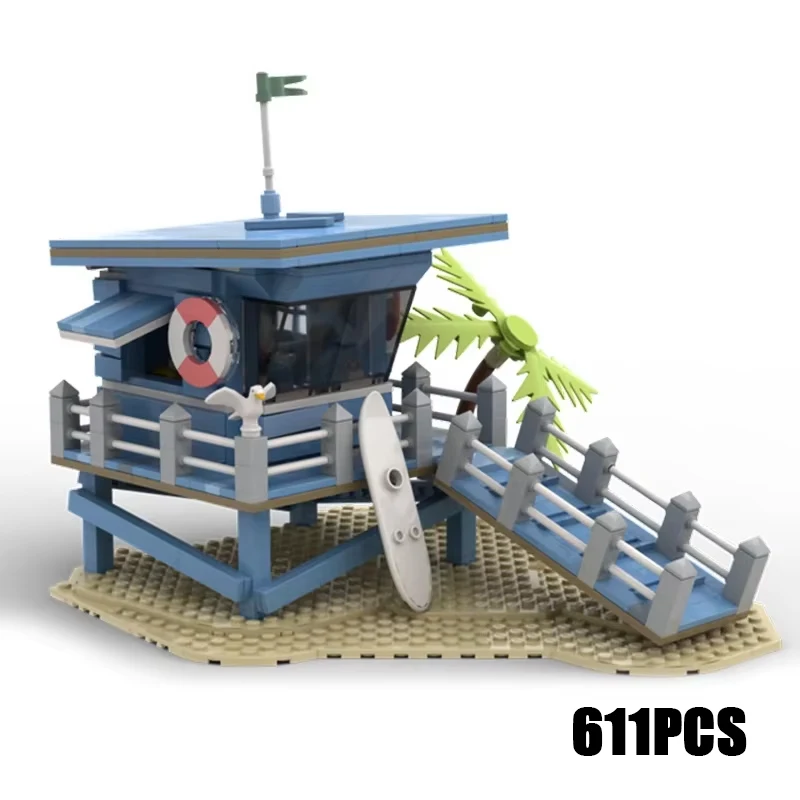 Technical Moc Bricks Street View Model Lifeguard Tower Modular Building Blocks Gifts Toys For Children DIY Sets Assembling