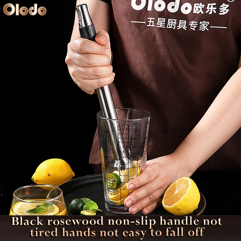 Solid 304 stainless steel juice rammer Ice crusher hammer hand beat lemon tea tool Shaker cup fruit juice press bar