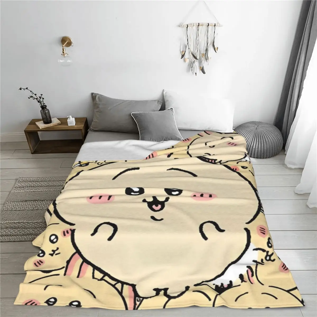 Kawaii Chiikawa Usagi Manga Blanket Fleece Summer Cute Japanese Anime Portable Super Soft Throw Blankets for Bedding Couch Throw