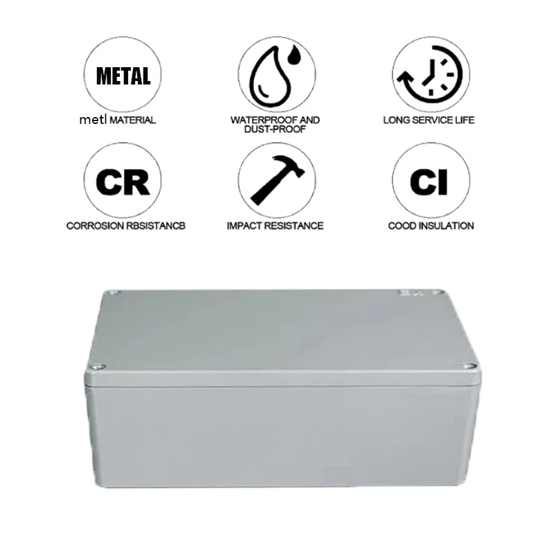 Cast Aluminum Waterproof Junction Box Metal Button Power Box Alloy Wire Indoor Outdoor Terminal Enclosure for Electrical Wiring
