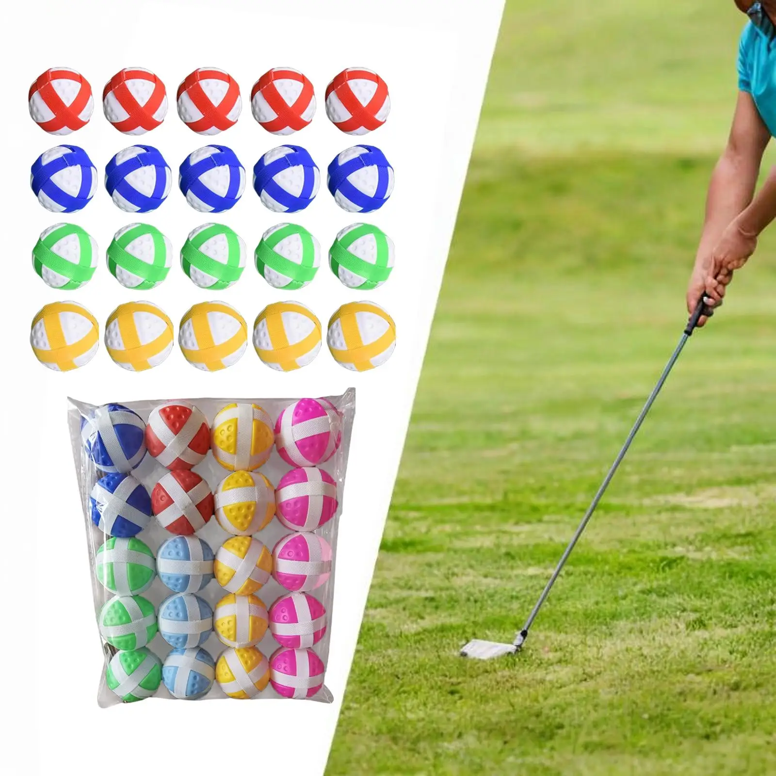 

Secure Attachment Sticky Golf Balls Lightweight Plastic Training Accessories for Kids and Teens Party Golf