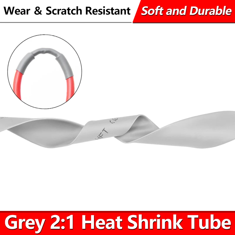 1~10M Grey 2:1 Shrink Ratio Heat Shrink Tube Diameter 1~50mm Insulated Cable Protecctor Connector Sleeving DIY Wrap Wire