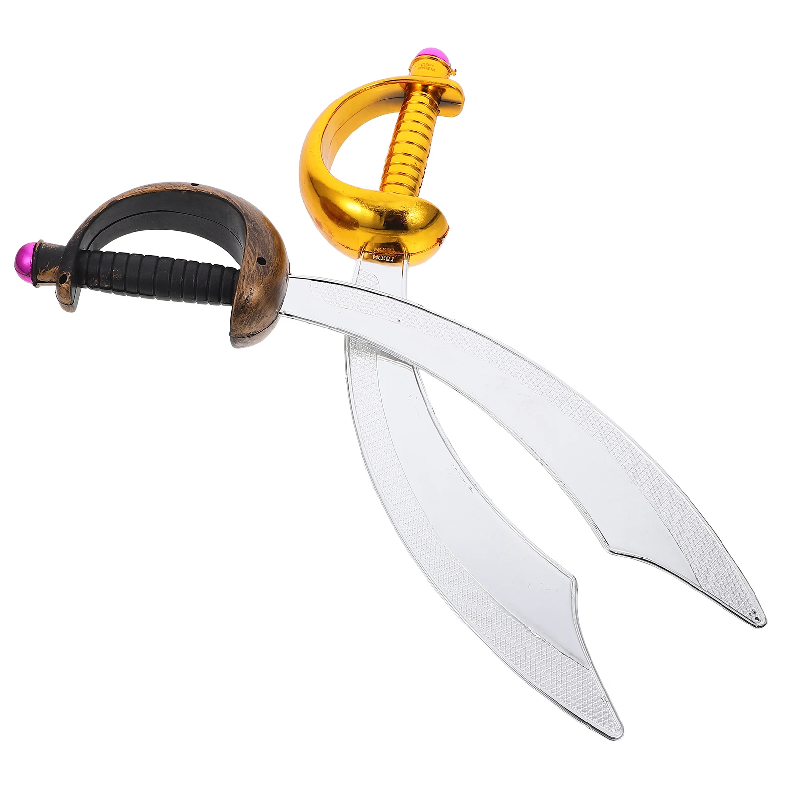2Pcs Fake Pirate Swords for Children Safe Plastic Construction with Detailed Hilt Ideal for Cosplay Parties Pretend Play