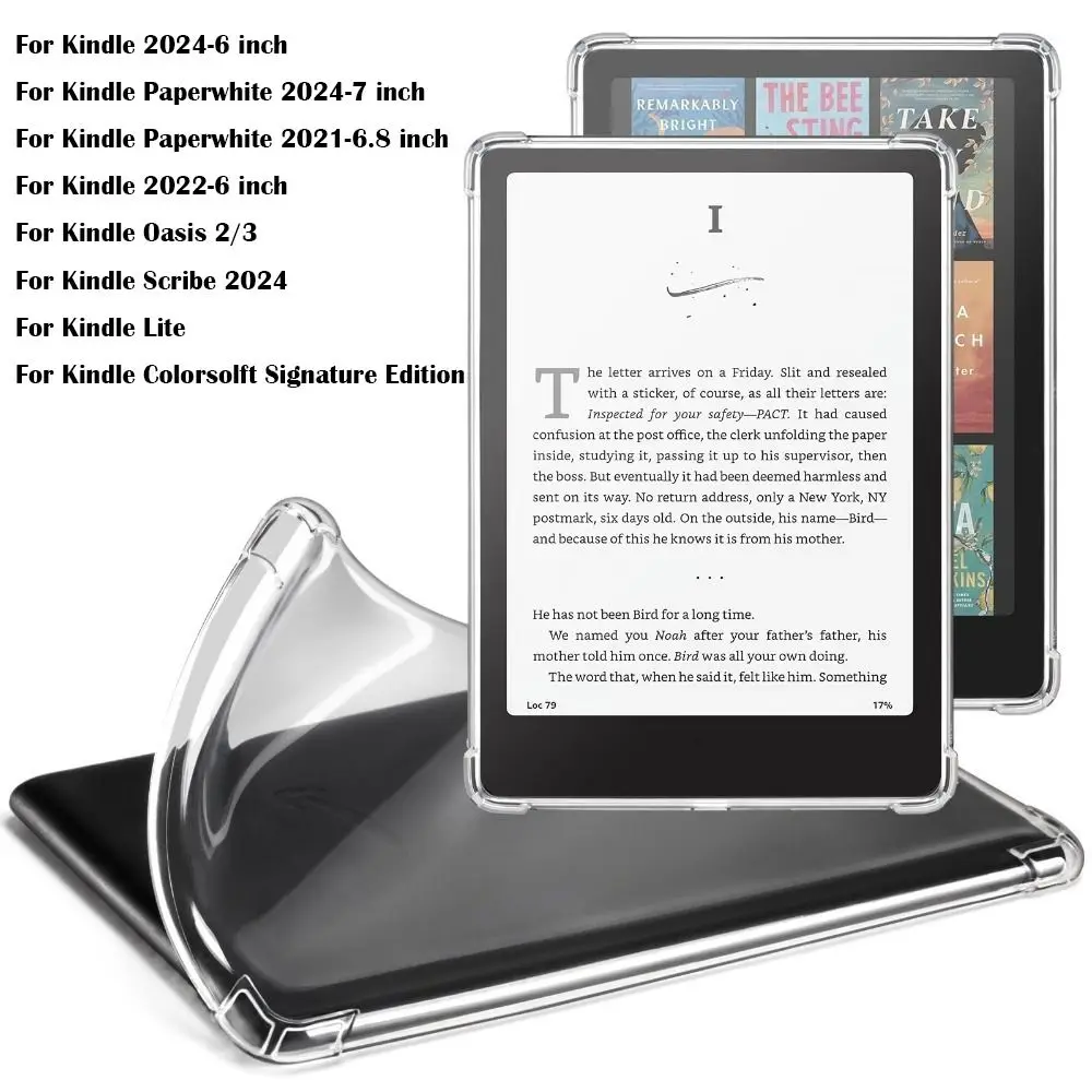 

11/12th Gen e-Reader Case 6 6.8 7 inch SA568B Back Cover C2V2L3 Clear for Kindle Paperwhite 1/2/3/4/5 Colorsoft 2024