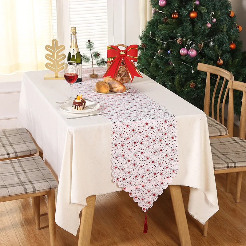 Siilues Xmas Table Runner Snowflake Decor silver star Runner for Table Seasonal Chriatmas Winter Holiday Decor for IndoorOutdoor