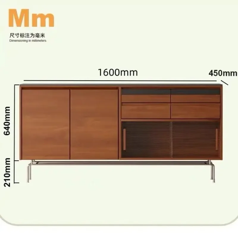 Meal side storage cabinet Solid wood home integrated small apartment tea and wine cabinet