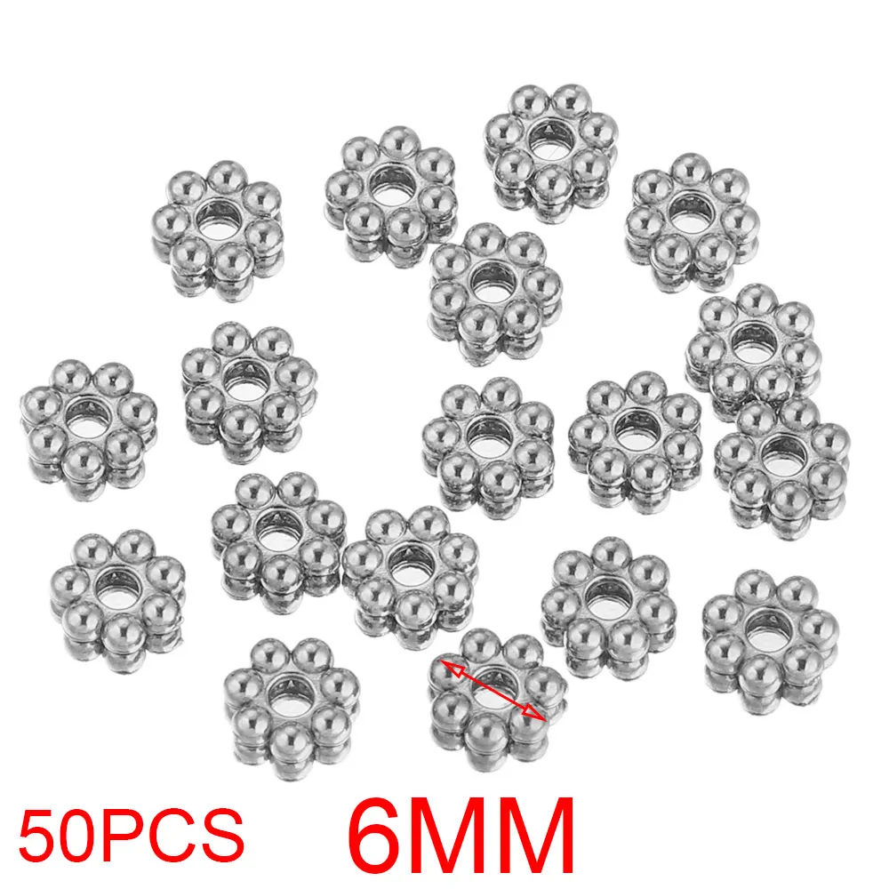 50 Stück Edelstahl Gänseblümchen Schneeflocke Blume Spacer Perlen vergoldet lose Perlenkappe für DIY Handarbeiten Schmuckherstellung Armband
