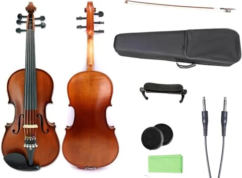 Violin 4/4 5 string Electric Acoustic Violin Spruce Maple Ebony Wood with bow black blue red