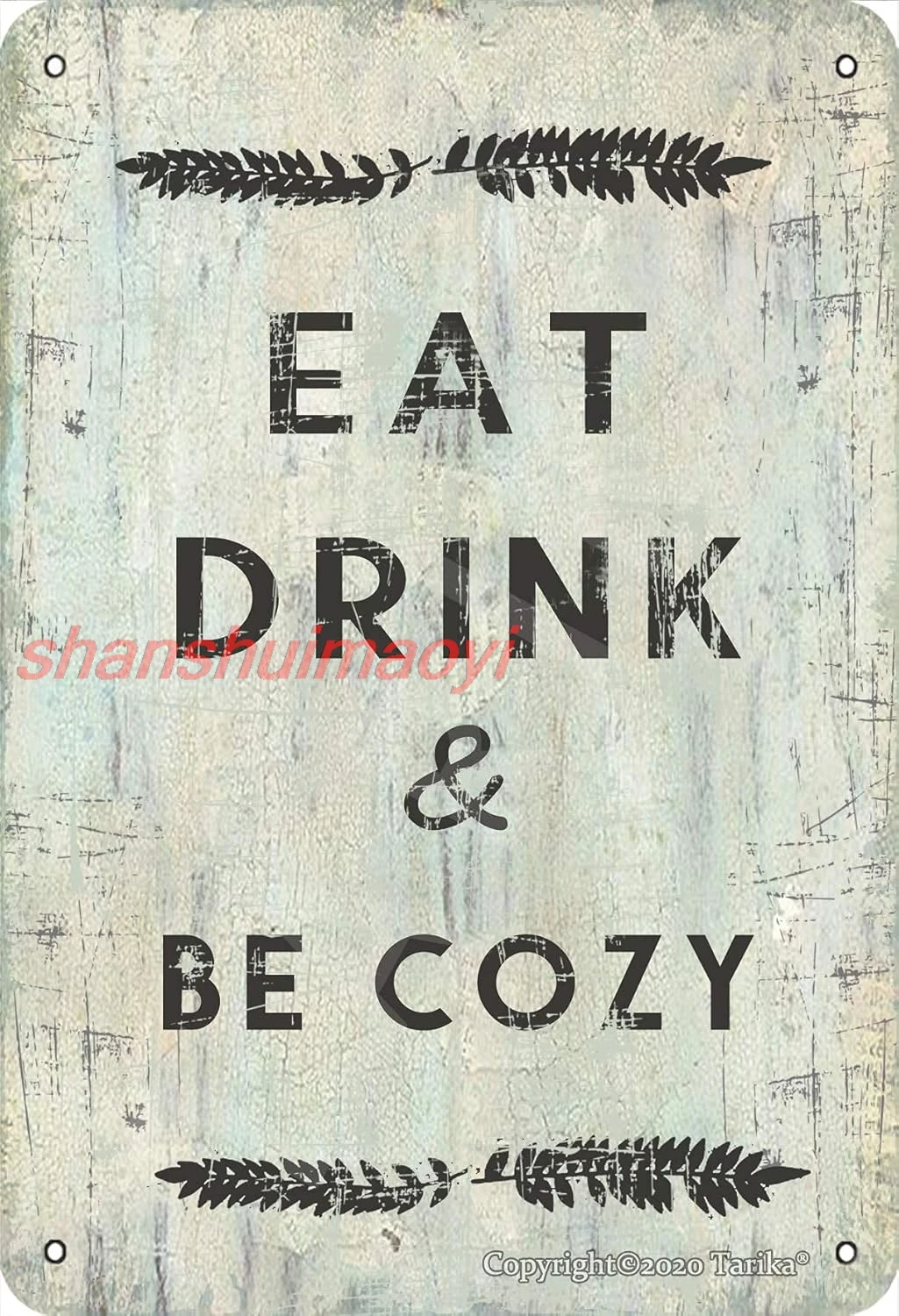 BIGYAK Eat Drink Be Cozy Tin Vintage Look 20X30 cm Decoration Painting Sign for Home Kitchen Bathroom Farm Garden Garage In HAI