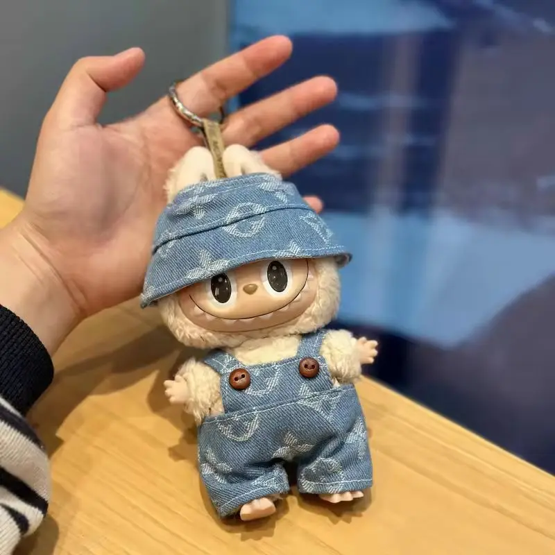 New Only Selling Clothes Labubu Doll Clothes 15cm 17cm Labubu Sitting Party Cowboy Old Flower Strap Pants Fisherman Hat Set Sale