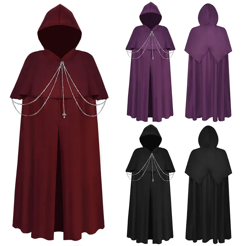 

New 2025 Medieval Renaissance loween Cape Stage Performance Costume Purple-S Spring Season Polyester Material Ladies' Spec...
