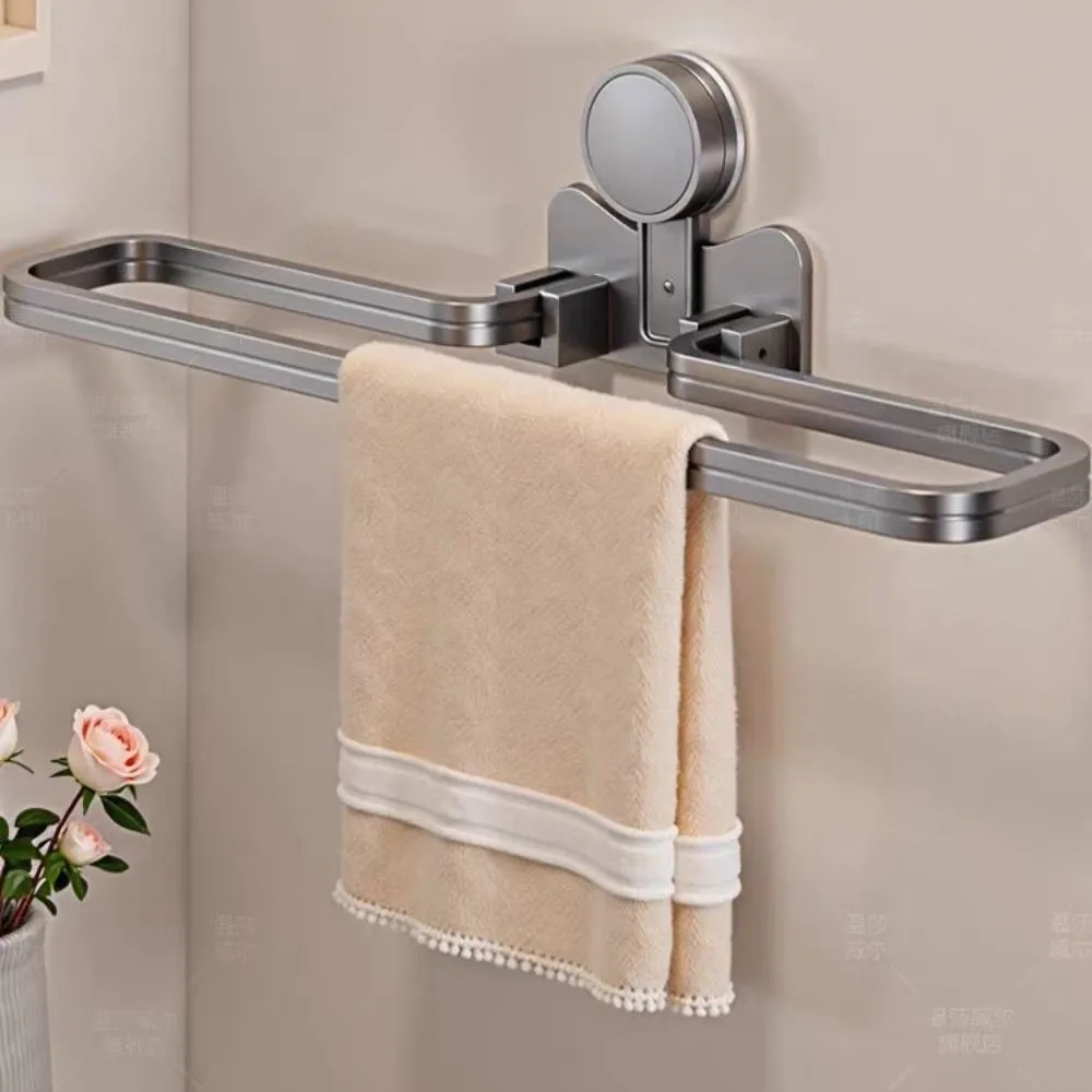 

Detachable Suction Cup Towel Pole Wall Mounted Nail Free Installation Bathroom Towel Rack Towel Hanger Single-rod