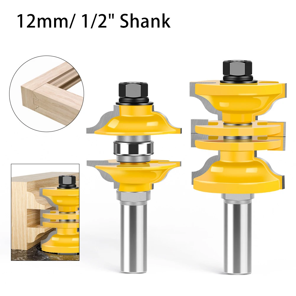 2Pcs Set Adjustable Solid Wood Door Frame Tenon Router Bit 12mm 1/2