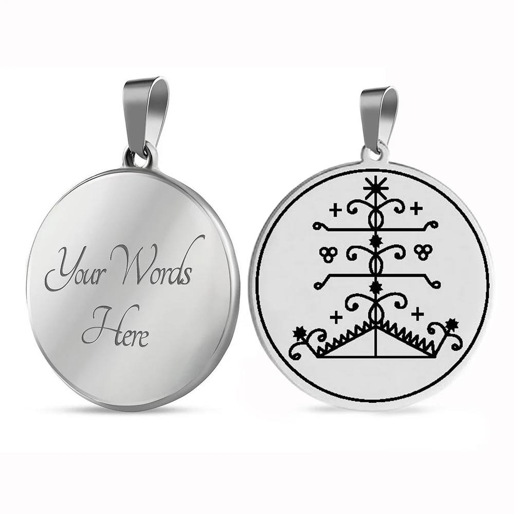 HLSS055 Amulette Ogou Feray Voodoo Veve Symbol Talisman Jewelry Amulet Stainless Steel Laser Marking Pendant Necklace