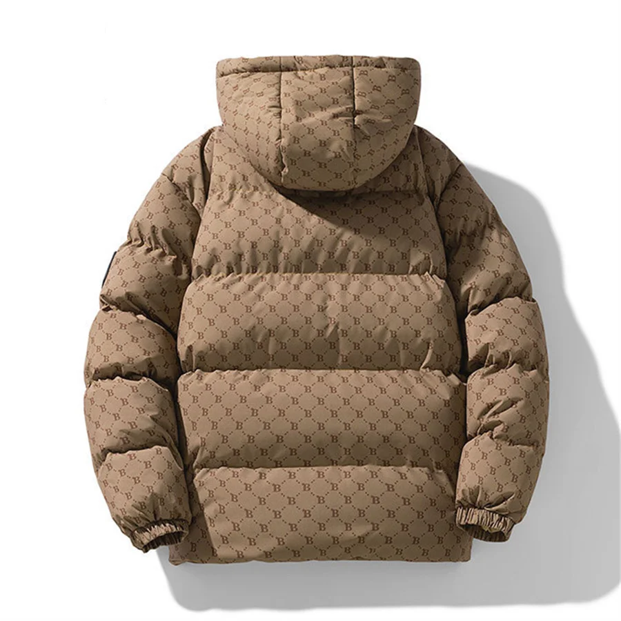 Veste chaude d'hiver pour hommes, manteau à capuche épais en coton rembourré, parka avec lettres imprimées, vêtements pour hommes, manteau à la mode surdimensionné 5XL