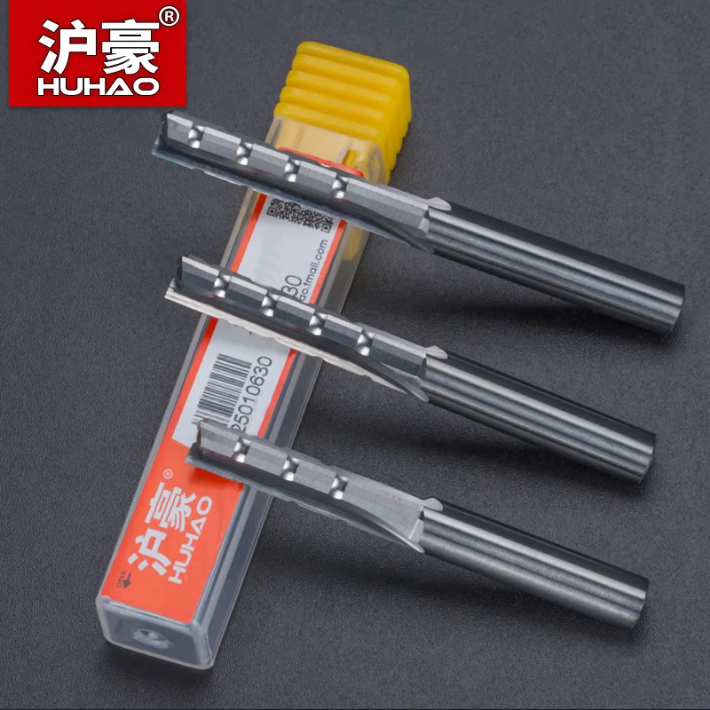 HUHAO 6mm Shank Straight Milling Cutter Wood Router Bits 3 Blade Tungsten Steel Tct Plywood End Mill Carving Woodworking Tools