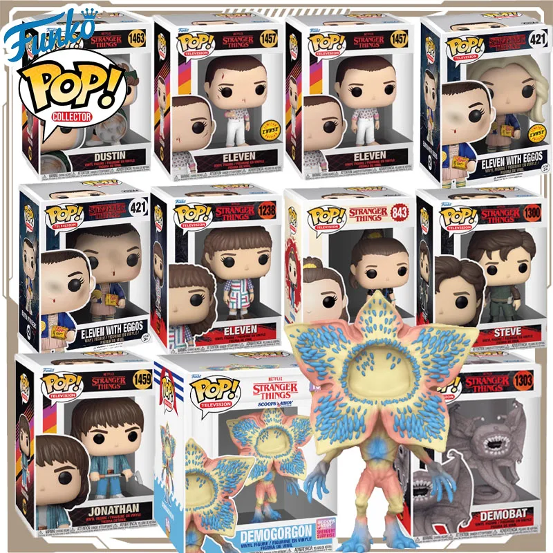 

Funko POP Original Stranger Things Anime Figure EDDIE DUSTIN ELEVEN with Eggos Action Figure Toys for Boys Girls Kids Gift