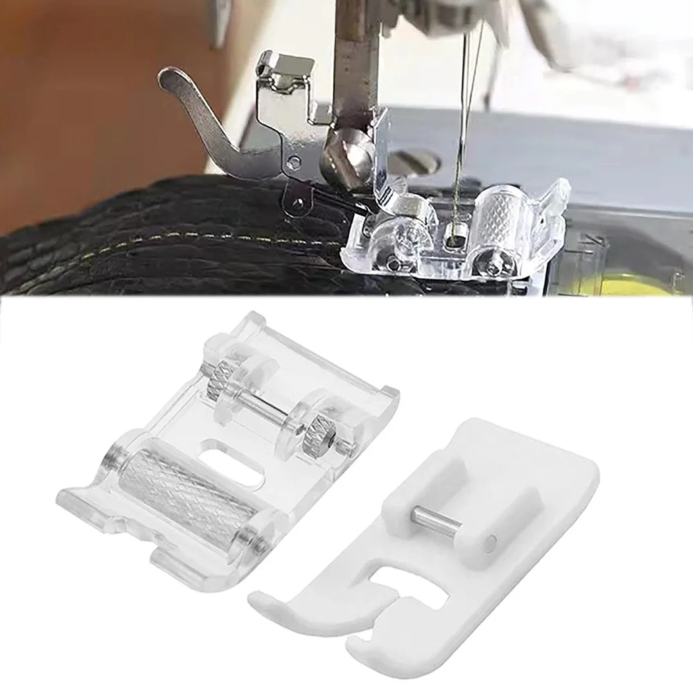 2pcs Roller Sewing Machine Presser Foot Plus Non-Stick Zigzag Presser Foot for Singer Brother Low Shank Sewing Machine