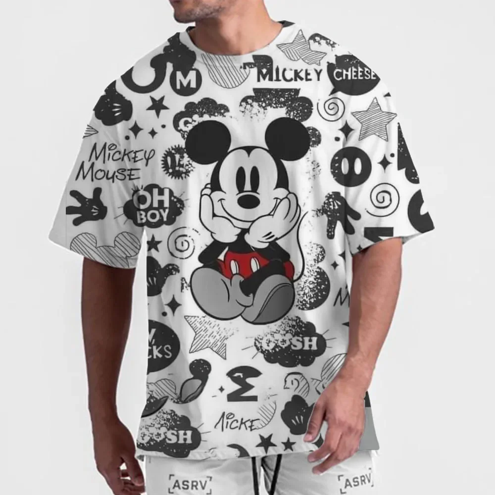 

Summer Fashion New Men's Disney Mickey Mouse Print T-shirt O-Neck Pullover Large Short Sleeve Street Fashion Harajuku Luxury Top