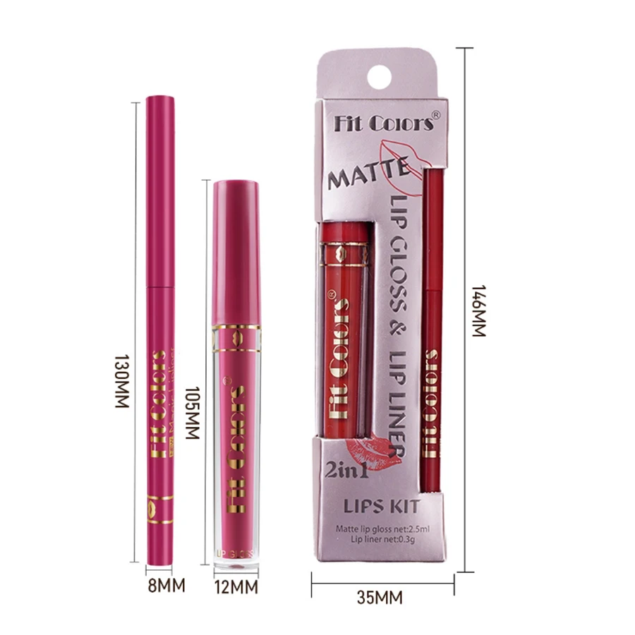 Duo Lock Lip Makeup Set Velvet Matte Matte Lip Liner + Lip Glaze