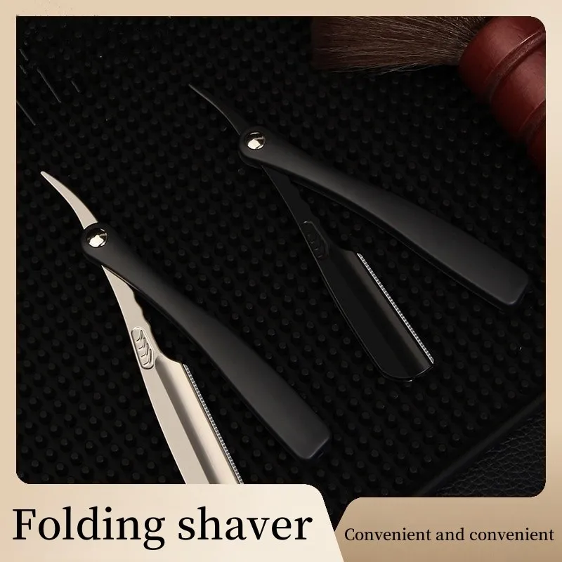 Manual Folding Zinc Alloy Shaver para homens, estilo antigo, cabeleireiro, recomenda a cabeça de óleo, sobrancelha aparar suporte