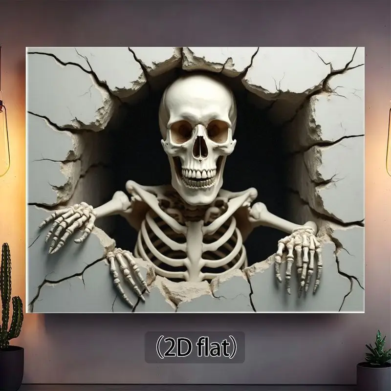 1 زخرفة كسر جدار جمجمة الهالوين - كسارة حائط زاحفة مصنوعة من البوليستر، مثالية لحفلات الهالوين #3
