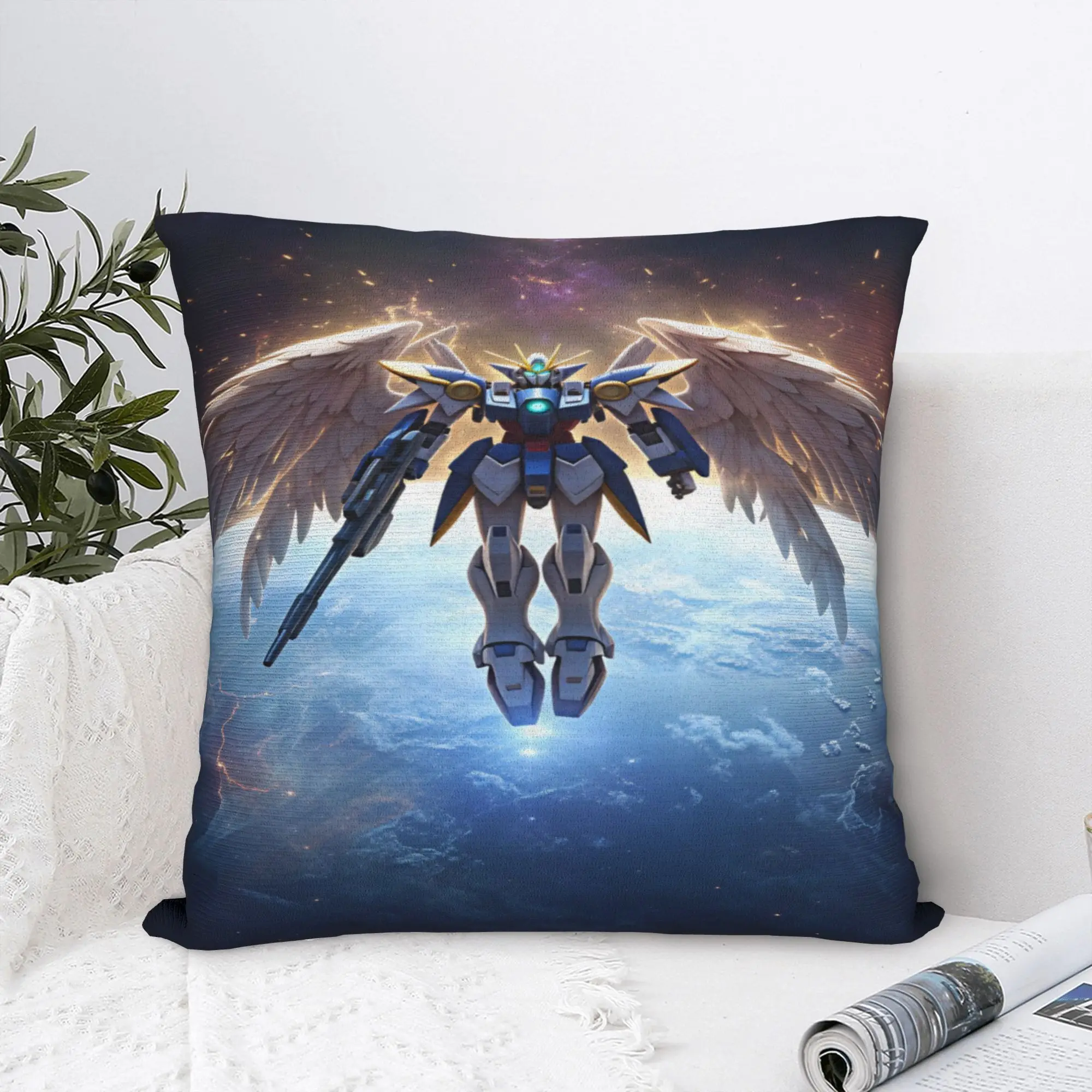 Mobile Suit Gundam Pillow Cover  Cute Funny Pillow Case For Sofa Home Decor Square Cushion Cover Birthday Gift