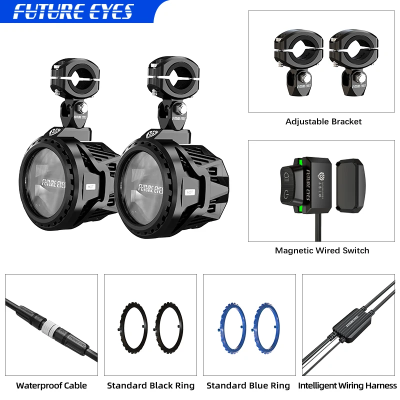 

FUTURE EYES PL40 180W Magnetic Switch Auxiliary LED Fog Strobe Light for Motorcycle