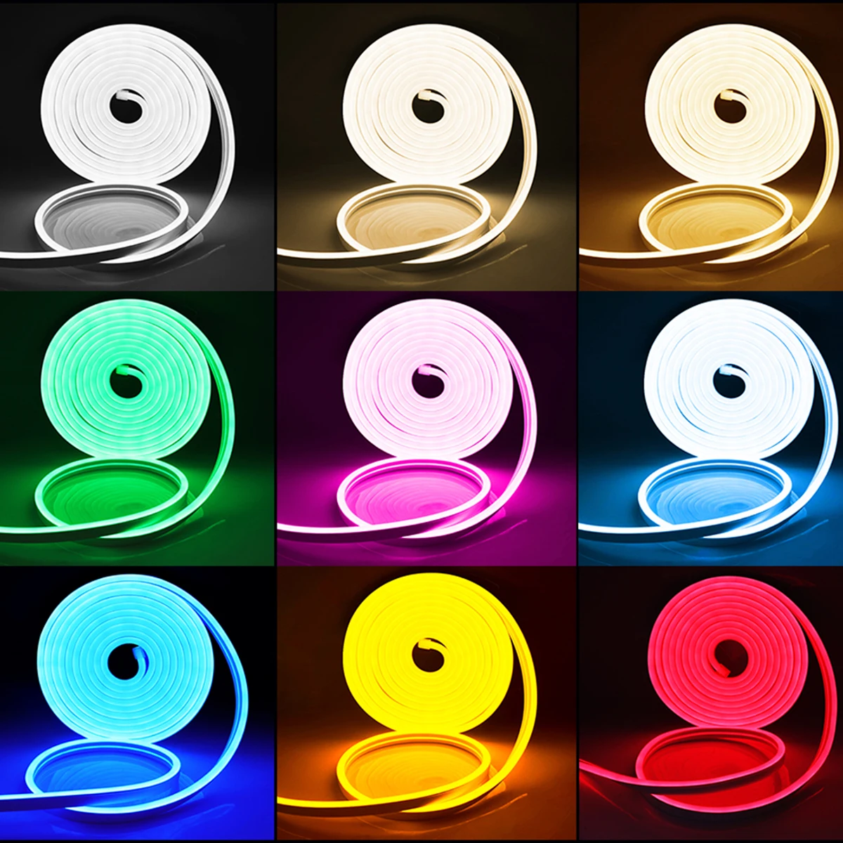 24V Solar Neon Light Strip Red Green Blue Pink Purple Warm White 2835 120LED/m IP68 Waterproof Flex High Density Linear Lighting