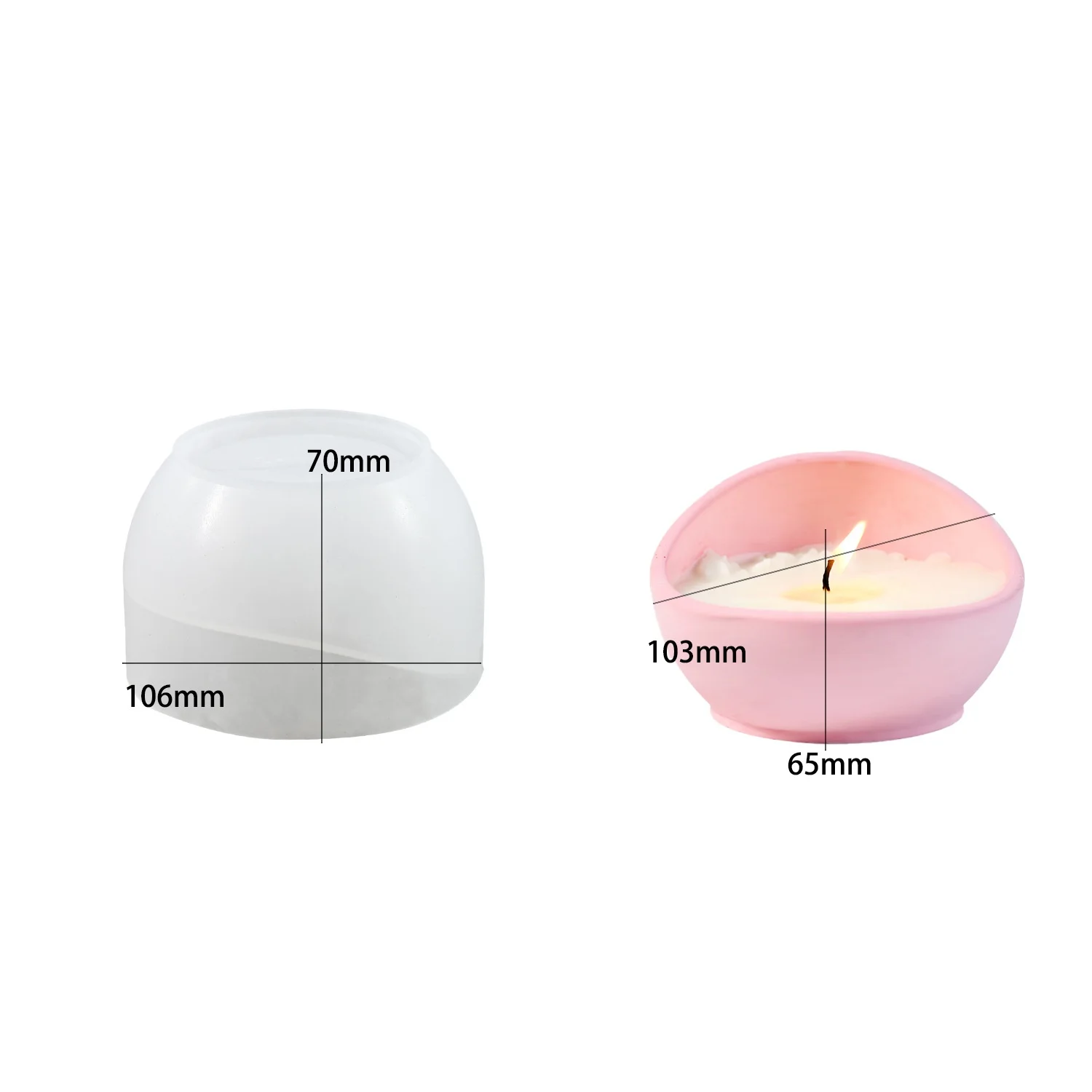 DIY resin mold half-round cradle bowl candle holder silicone